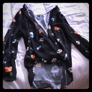Floral wrap top